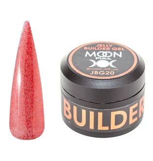 Żel-galaretka do przedłużania paznokci Moon Full Builder #20, czerwony półprzezroczysty ze shimmerem, 30 ml