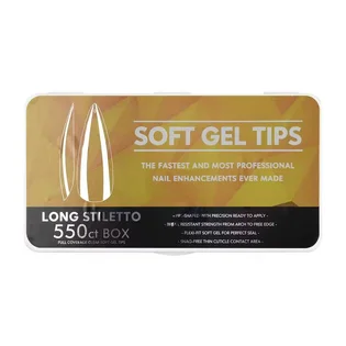 Soft Gel Tips Long Stiletto #1, clear, 550 pcs