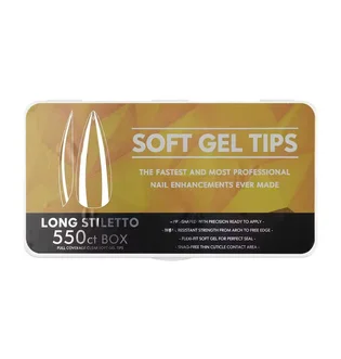 Гелевые типсы Soft Long Stiletto #1, прозрачные, 550 шт