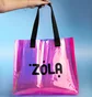 Рожева голографічна сумка-шоппер ZOLA, із чорними ручками