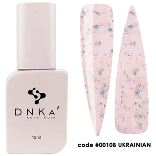 Камуфлююча база для нігтів з поталлю DNKa' Cover Rubber Base French #0010B Ukrainian, 12 мл