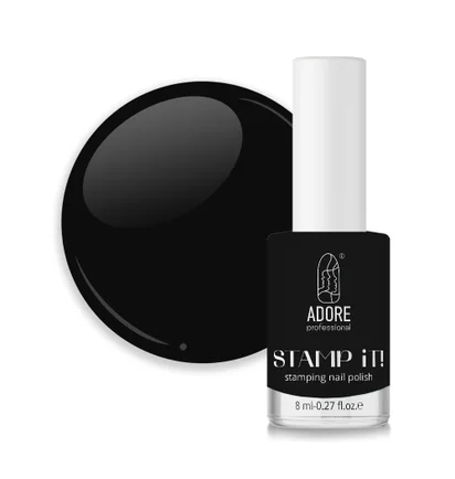 Лак для стемпінгу Adore Professional Stamp It №02 Charcoal, чорний, 8 мл