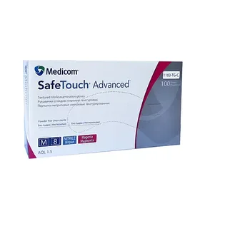 Нітрилові текстуровані рукавички без пудри Medicom SafeTouch Advanced, Magenta, нестерильні, розмір M, 100 шт