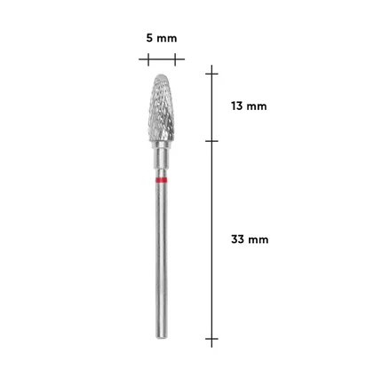 Frez z węglika spiekanego Staleks Expert, Szyszka, 5×13 mm, czerwony