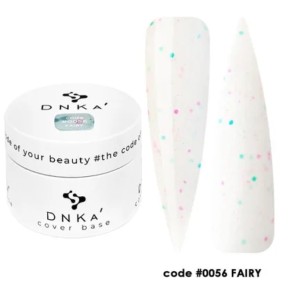 Камуфлююча база для нігтів з поталлю DNKa' Cover Rubber Base French #0056 Fairy, банка, 30 мл