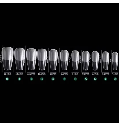 Гелеві тіпси Soft Gel Tips Medium Coffin #2, прозорі, 550 шт