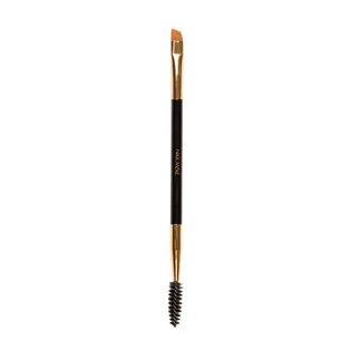 Скошена двостороння кисть для брів зі щіточкою Nikk Mole Golden Black #31