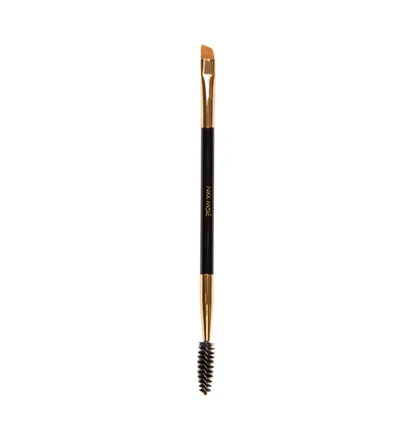 Скошена двостороння кисть для брів зі щіточкою Nikk Mole Golden Black #31