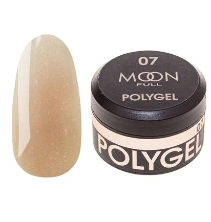 Полігель Moon Full для нарощування нігтів Poly Gel #07, молочна бронза із шиммером, 15 мл