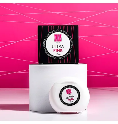 Нитка для розмітки брів Vilmy з пігментом, Ultra Pink, 15 м