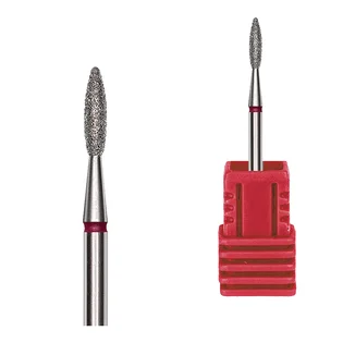 Алмазна фреза Kraken Nails, полум'я, з червоною насічкою, 2.0×8.0 мм