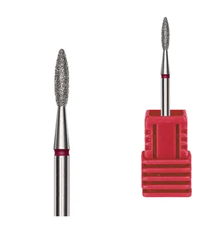 Frez diamentowy Kraken Nails, płomyk, z czerwonym nacięciem, 2.0×8.0 mm