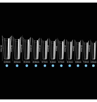 Гелеві тіпси Soft Gel Tips Medium Coffin #3, прозорі, 550 шт