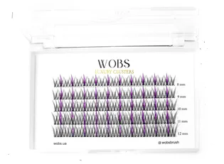 Накладні пучкові вії WoBs Fairy Lashes 20D, товщина 0.07, довжина 8-12 мм, фіолетові, 200 шт