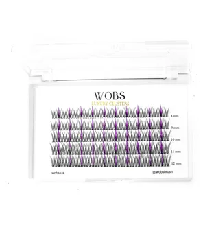Накладні пучкові вії WoBs Fairy Lashes 20D, товщина 0.07, довжина 8-12 мм, фіолетові, 200 шт