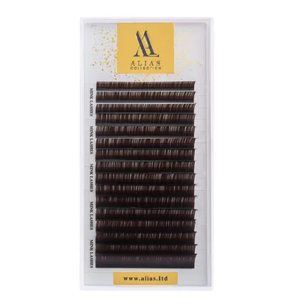 Ресницы для наращивания Alias Dark Chocolate, изгиб C, толщина 0.10, длина mix 7-13 мм, 16 линий