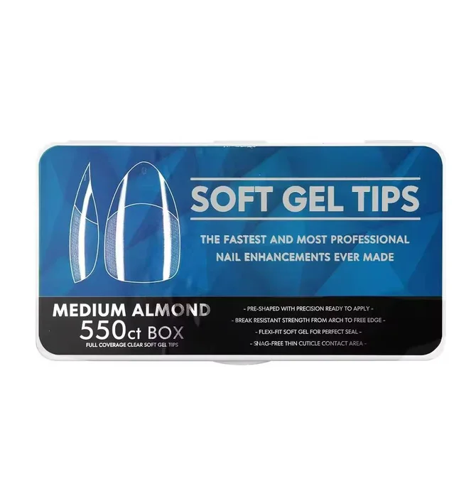 Tipsy żelowe Soft Medium Almond #1, przezroczyste, 550 szt