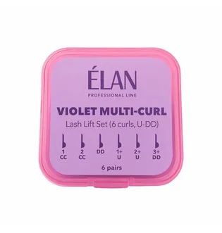 Силіконові валики для ламінування вій Elan Violet Multi-Curl U/DD, 6 пар