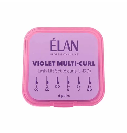 Силіконові валики для ламінування вій Elan Violet Multi-Curl U/DD, 6 пар