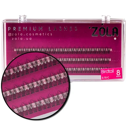 Kępki rzęs ZOLA Birdtail, skręt C, grubość 0.10, długość 8 mm