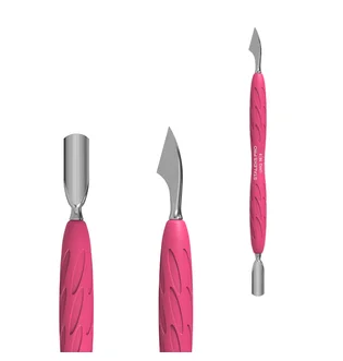 Rounded Narrow Pusher + Hatchet for Manicure Staleks UNIQ 10 Type 3, with silicone handle