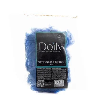 Пов'язка для волосся Doily, зі спанбонду, синя, 10 шт