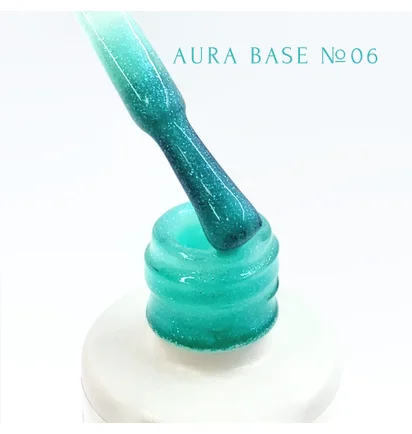 База-хамелеон з шиммером для нігтів Adore Professional Aura Base №06, м'ятно-зелена, 8 мл