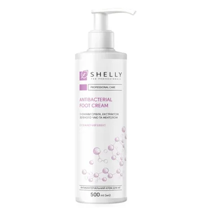 Антибактериальный крем для ног Shelly, с ионами серебра, экстрактом зеленого чая и ментолом, 500 мл