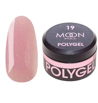 Nail Extension Polygel Moon Full #19, deep pink with shimmer, 15 ml