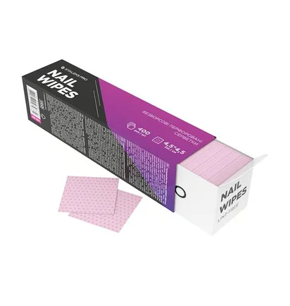 Безворсові перфоровані серветки Staleks Pro Expert для манікюру, рожеві, 4.5×4.5 см, 400 шт