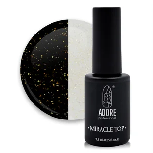 Топ для нігтів з блискітками без липкого шару Adore Professional Miracle Top №07 Golden Shimmer, UV-фільтр, 7.5 мл