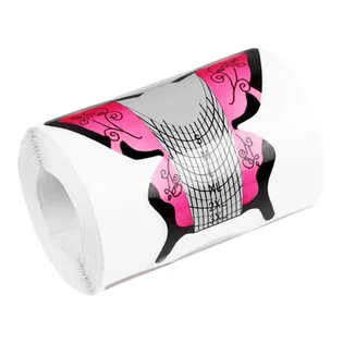 Nail Extension Forms, in roll, with pink butterfly, 100 pcs