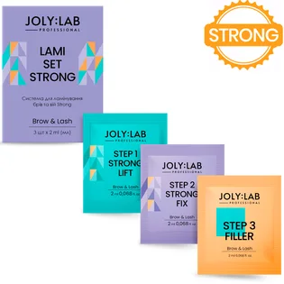 Набір для ламінування брів та вій JolyLab Strong, 3 кроки в одному наборі, 3×2 мл