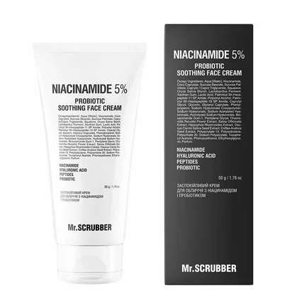 Заспокійливий крем для обличчя Mr.Scrubber Niacinamide 5%, з ніацинамідом та пробіотиком, 50 г