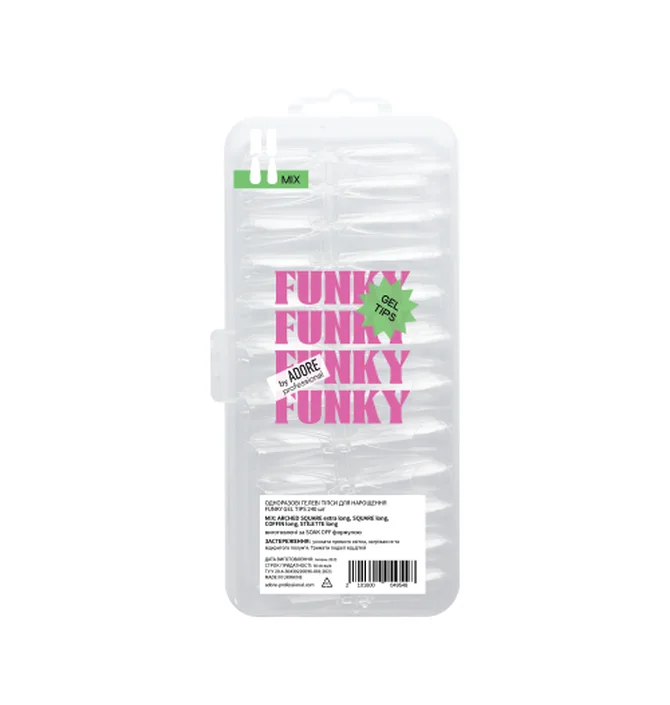 Набір типс для нарощування нігтів Adore Professional Mix Funky Gel Tips, 240 шт