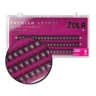 Вії в пучках ZOLA 20D, вигин C, товщина 0.10, довжина 9 мм