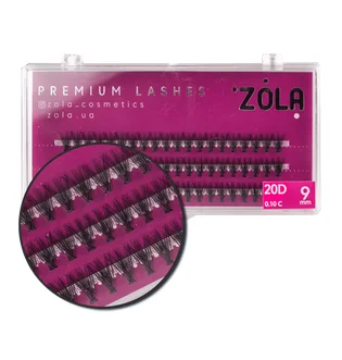 Вії в пучках ZOLA 20D, вигин C, товщина 0.10, довжина 9 мм