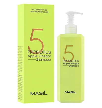 М'який безсульфатний шампунь Masil 5 Probiotics Apple Vinegar Shampoo з пробіотиками та яблучним оцтом, 500 мл
