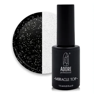 Топ для нігтів з блискітками без липкого шару Adore Professional Miracle Top №06 Silver Glitter, UV-фільтр, 7,5 мл