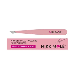 Pointed Slanted Brow Tweezers Nikk Mole, pink