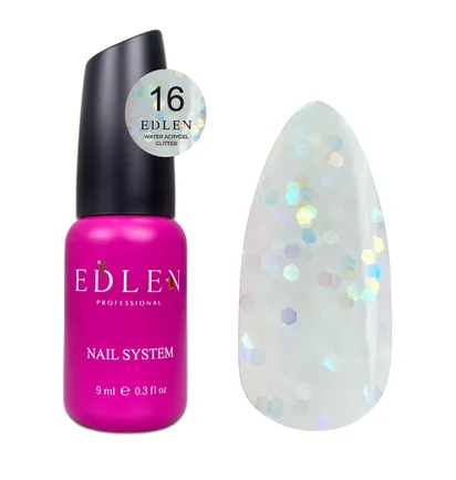 Акрил-гель для нігтів Edlen Water Acrygel Glitter #16, 9 мл