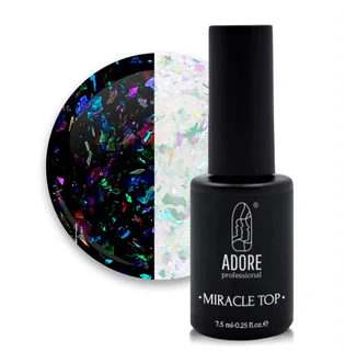 Топ для нігтів з поталлю без липкого шару Adore Professional Miracle Top №09 Blue Yuki, UV-фільтр, 7.5 мл