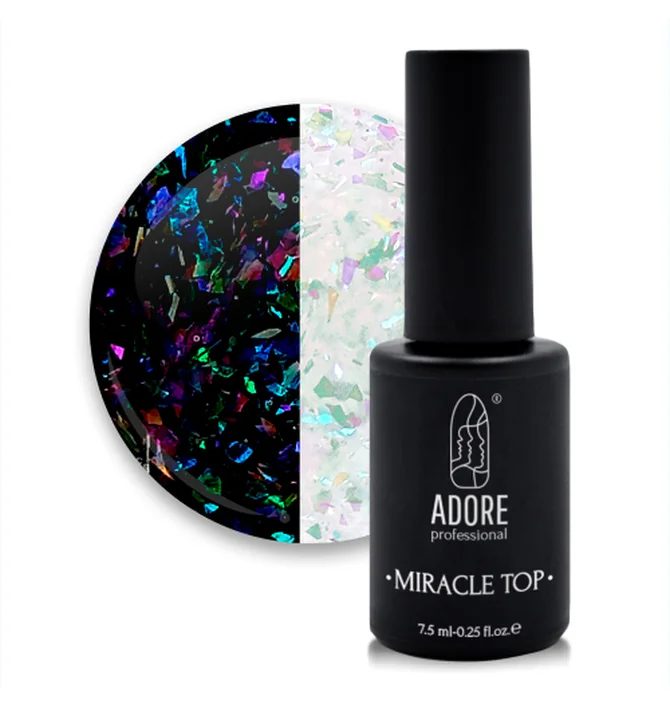 Топ для нігтів з поталлю без липкого шару Adore Professional Miracle Top №09 Blue Yuki, UV-фільтр, 7.5 мл
