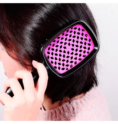 Гребінець для волосся Hollow Comb, малинова середина, чорна ручка