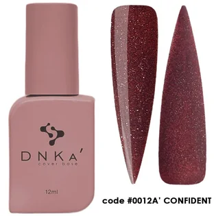 Камуфлююча база для нігтів з шиммером DNKa' Cover Rubber Base French #0012A Confident, 12 мл