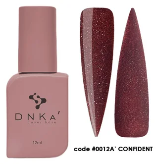 Камуфлююча база для нігтів з шиммером DNKa' Cover Rubber Base French #0012A Confident, 12 мл