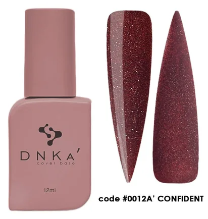 Камуфлююча база для нігтів з шиммером DNKa' Cover Rubber Base French #0012A Confident, 12 мл
