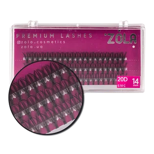 Вії в пучках ZOLA 20D, вигин C, товщина 0.10, довжина 14 мм