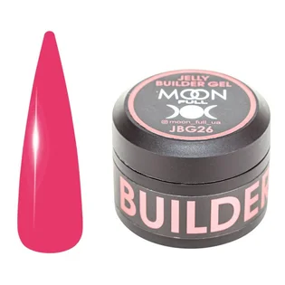 Żel-galaretka do przedłużania paznokci Moon Full Builder #26, nasycony różowy półprzezroczysty, 30 ml