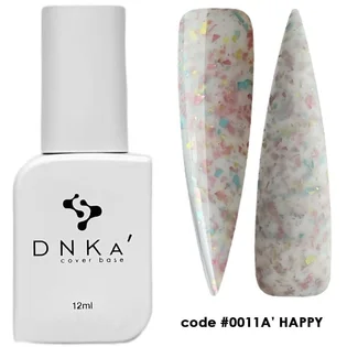 Камуфлююча база для нігтів з поталлю DNKa' Cover Rubber Base French #0011A Hapy, 12 мм